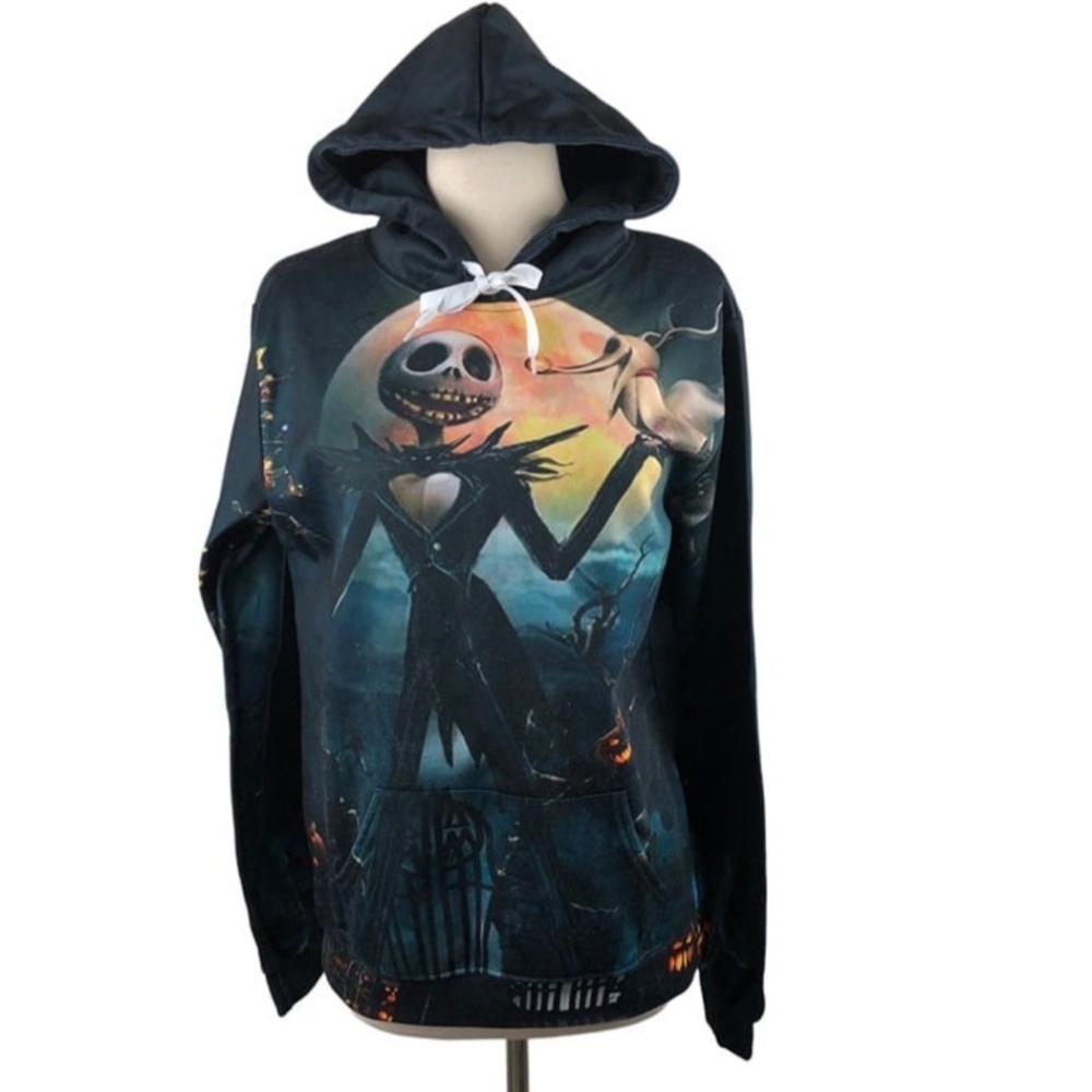 Zootop Bear Womens Jack Skellington Zero Black Pullover Hoodie Size XL